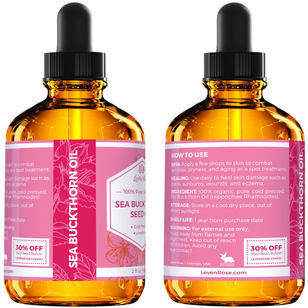 Leven Rose Sea Buckthorn Oil adds natural shine to hair.