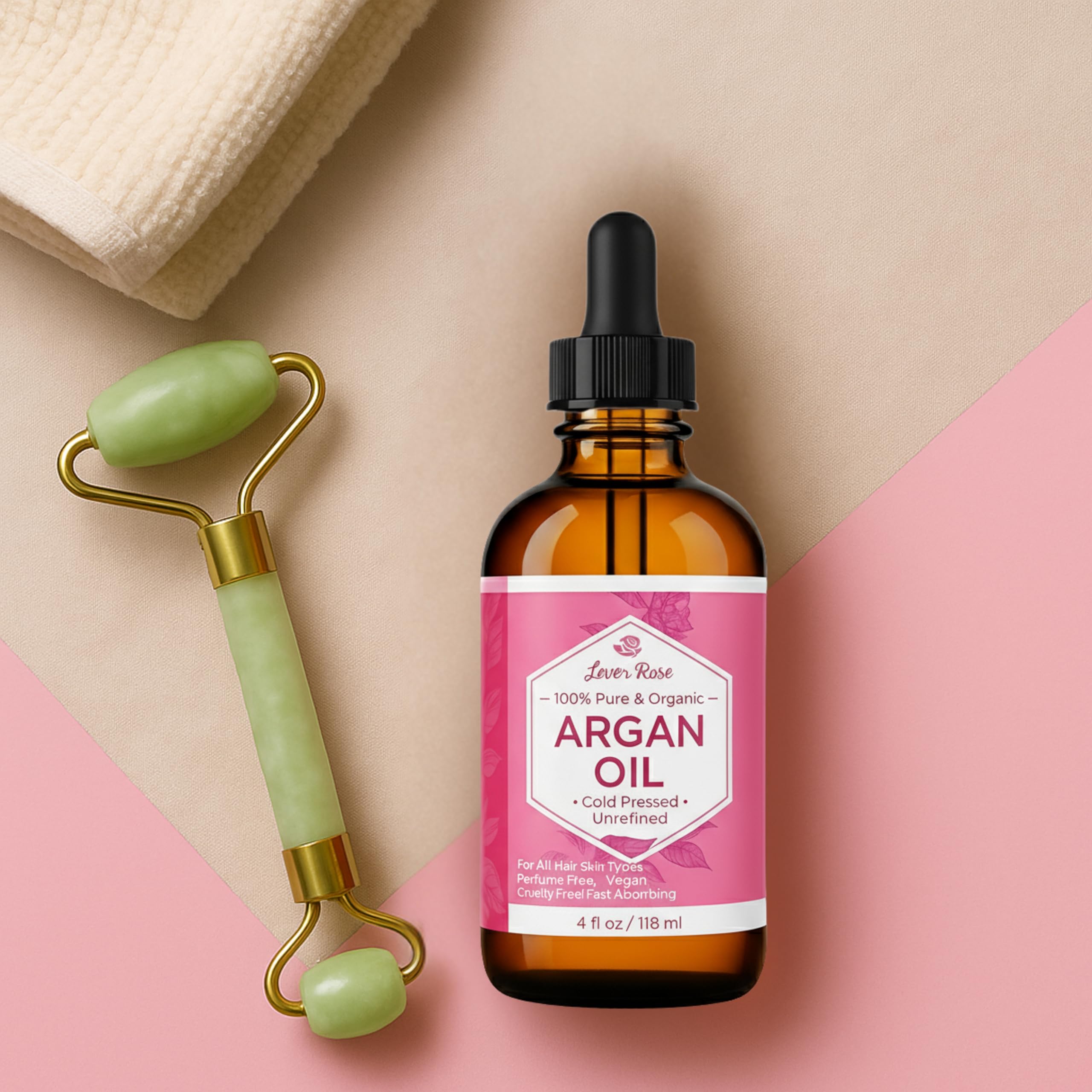 Leven Rose Moroccan sourcing highlights sustainable argan oil origins.