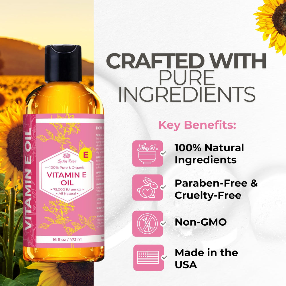 Nurture facial skin and nails with Leven Rose Vitamin E Oil, rich in antioxidants