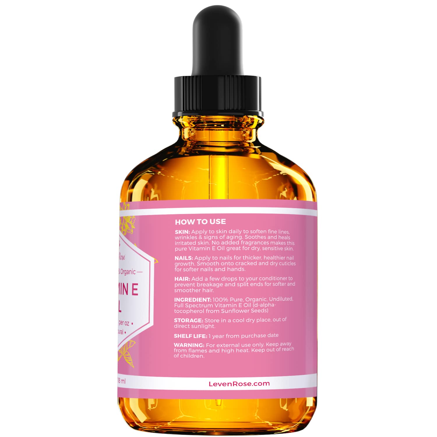 Leven Rose Vitamin E Oil on nails and cuticles for conditioning.