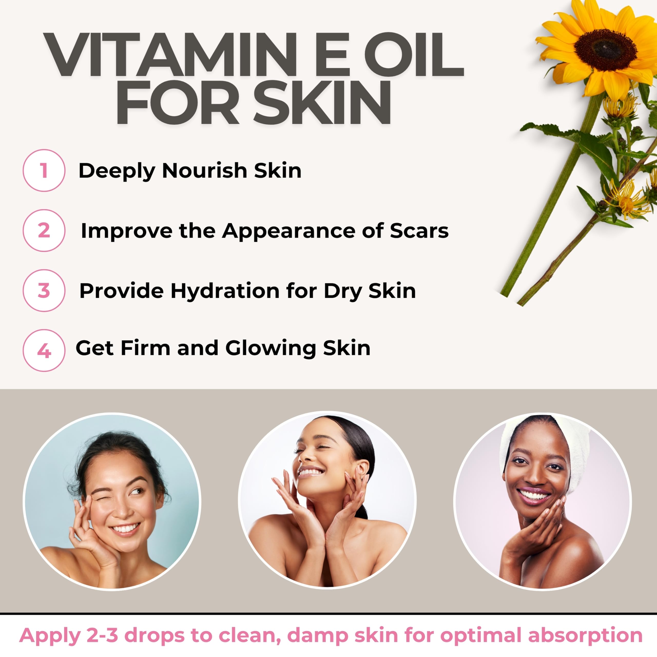 Leven Rose Vitamin E Oil dropper enables precise application