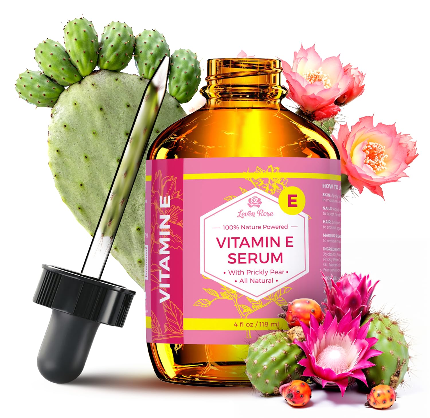 Leven Rose Vitamin E Oil Serum bottle for skin hydration