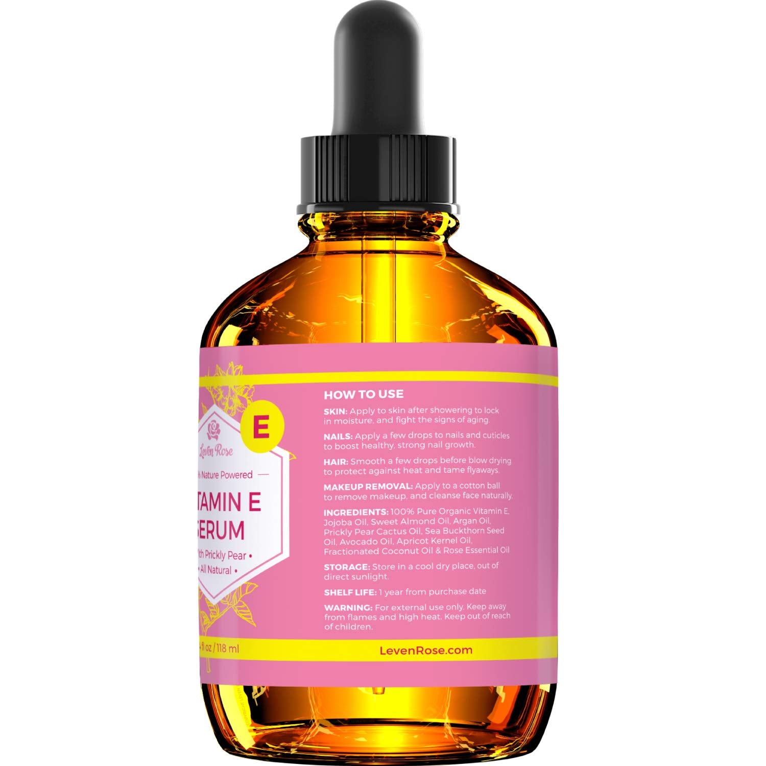 Leven Rose Vitamin E Oil Serum compact bottle for on-the-go