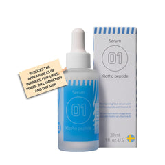 Leverage x Evolution EiE01 Klotho serum bottle with premium packaging for hydrating anti aging care