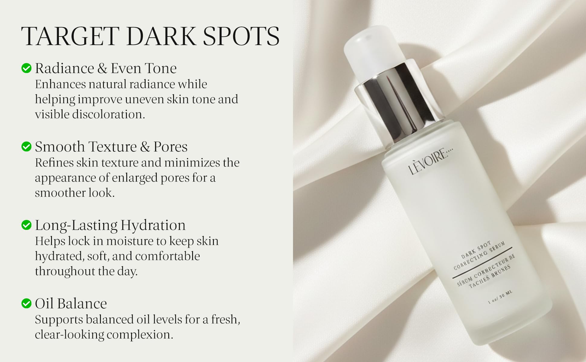 LEVOIRE SKIN dark-spot-serum texture swatch suggests lightweight hydration