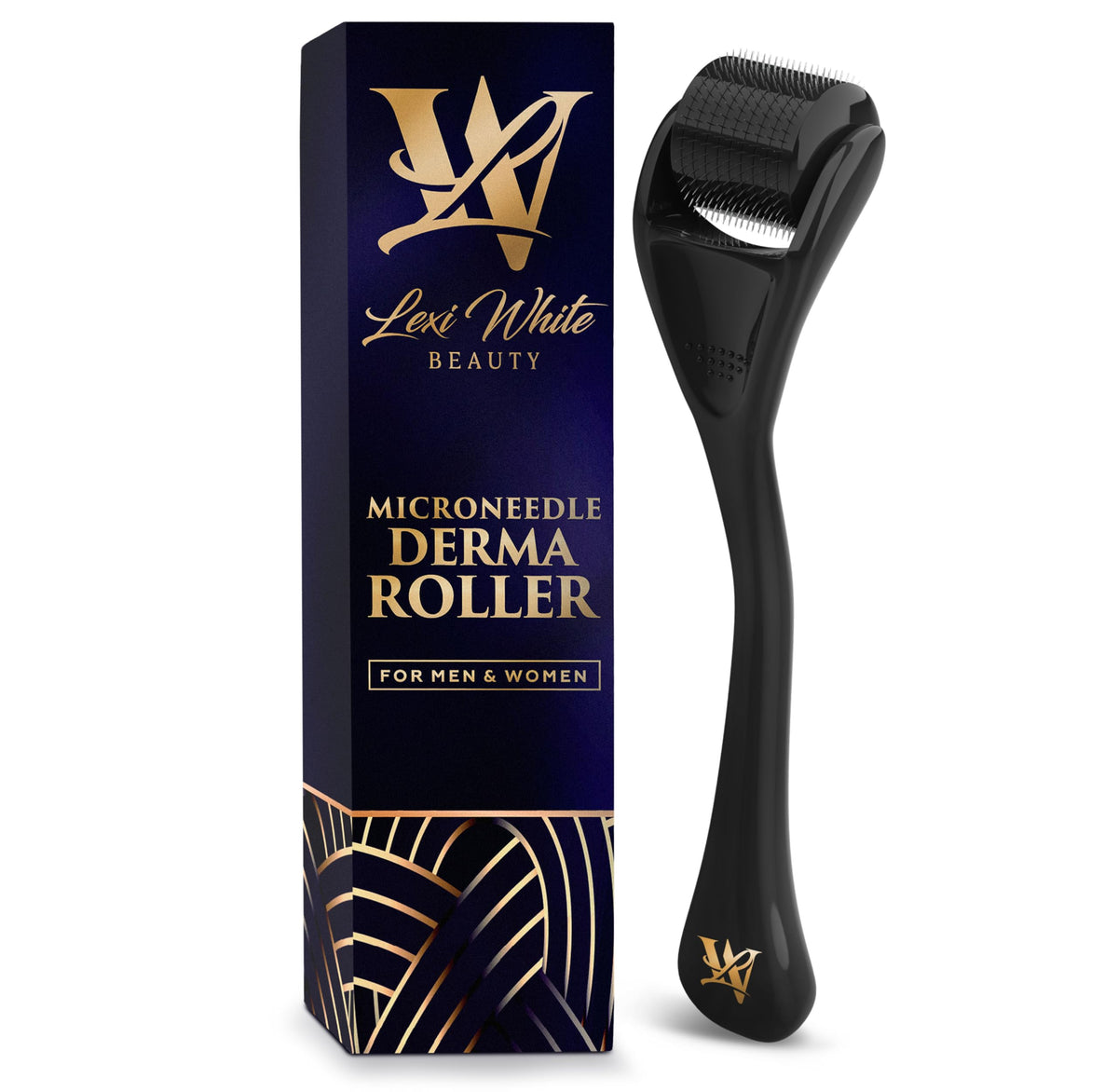 Lexi White Beauty derma roller on clean face for smoother skin