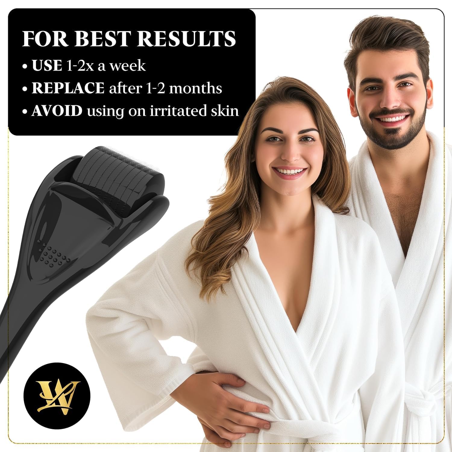 Beard application with Lexi White Beauty derma roller at home