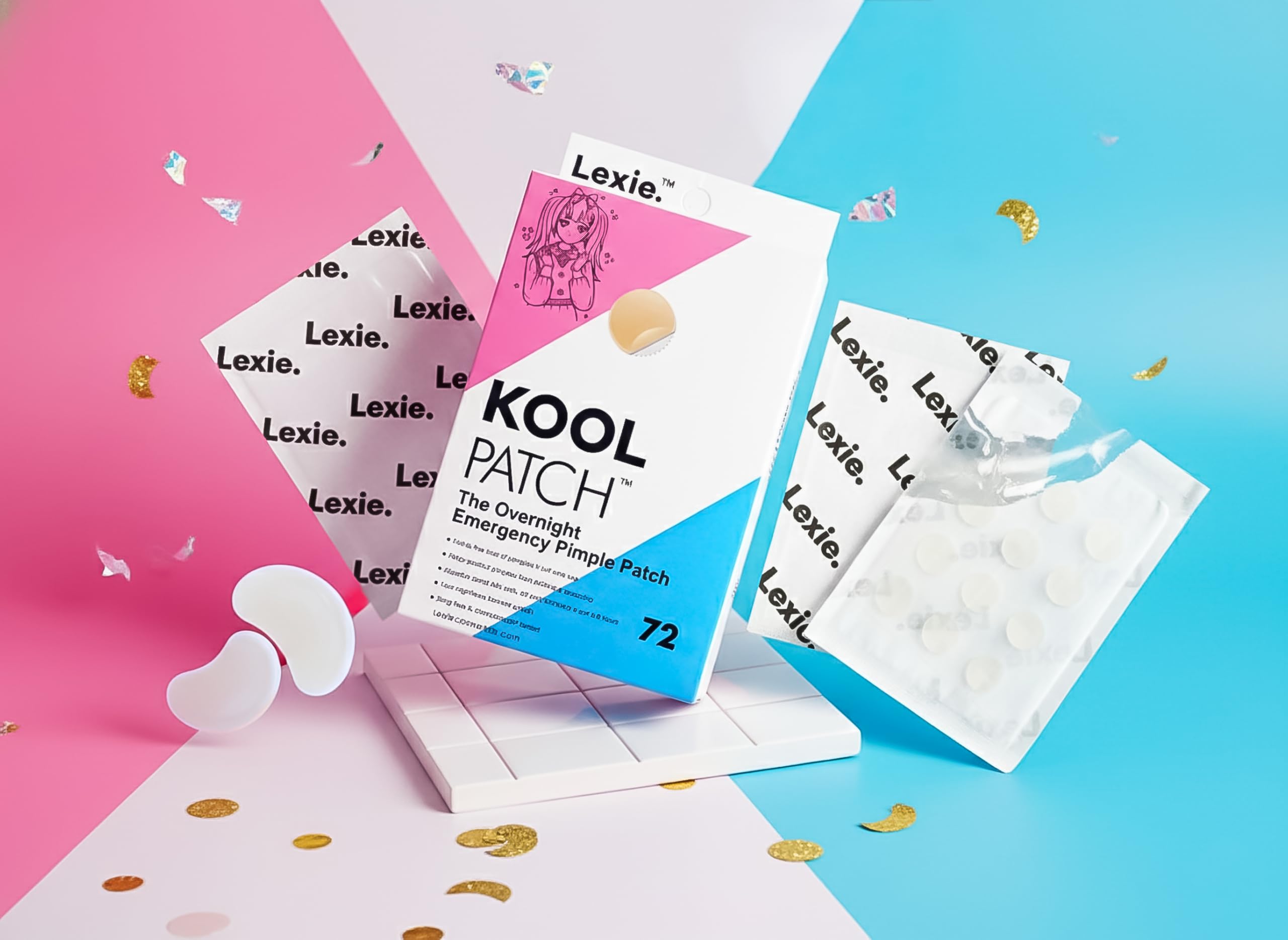 Lexie Kool Patch pack includes 72 hydrocolloid patches.