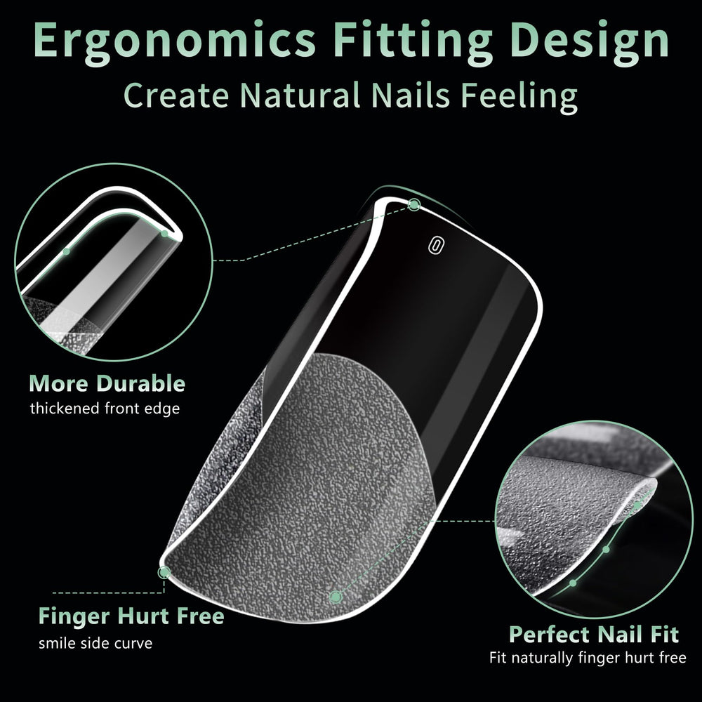 LEYKOSH gel nail tips soft no-trace—easy press-on with no trace when bent.