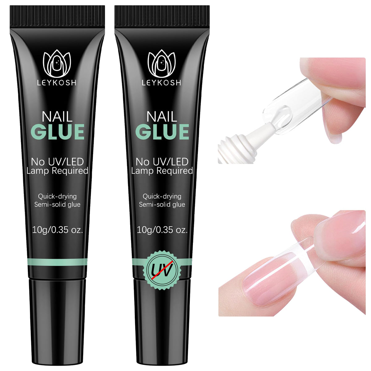 LEYKOSH nail glue 10s dry in seconds, ready to apply