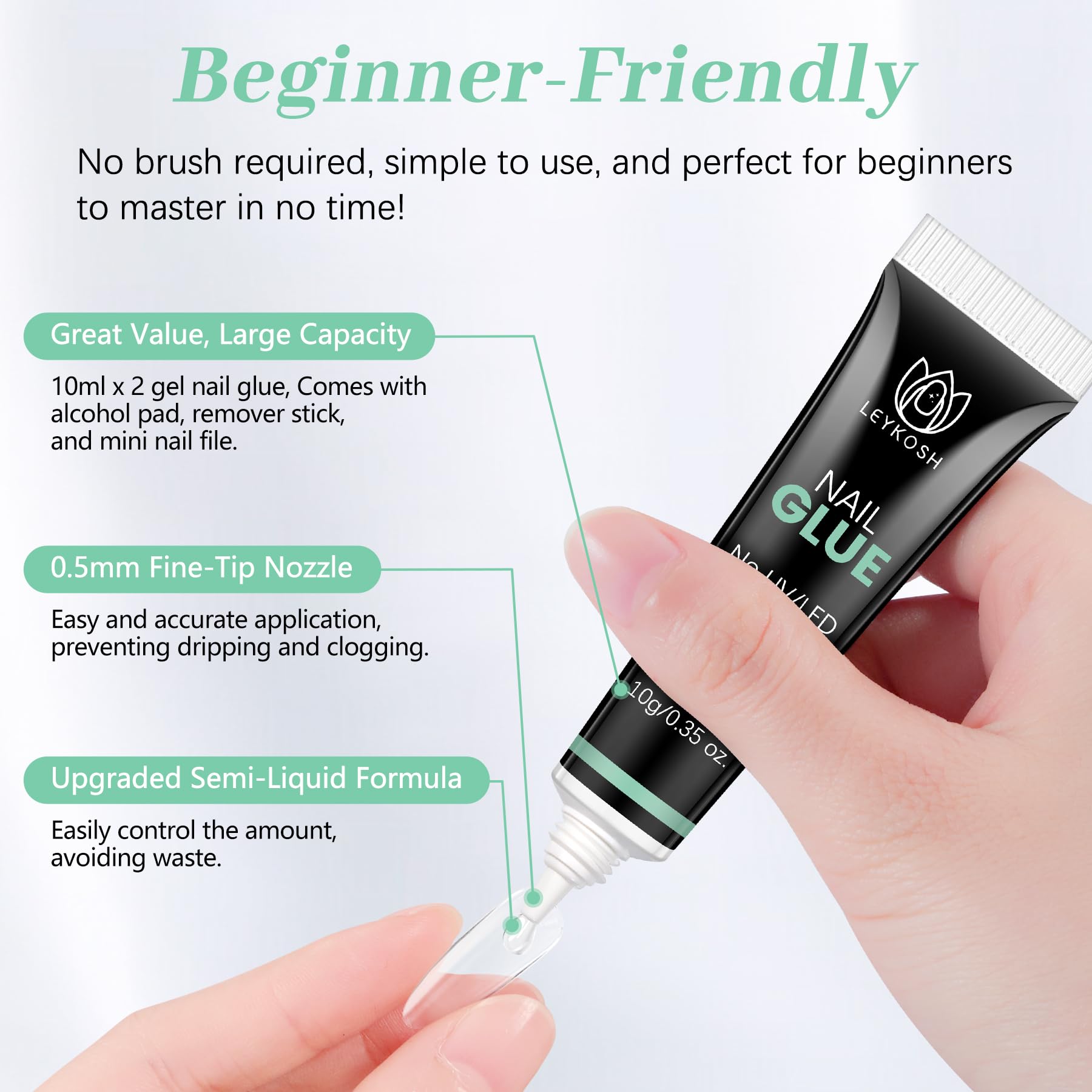 LEYKOSH nail glue easy removal preserves natural nails