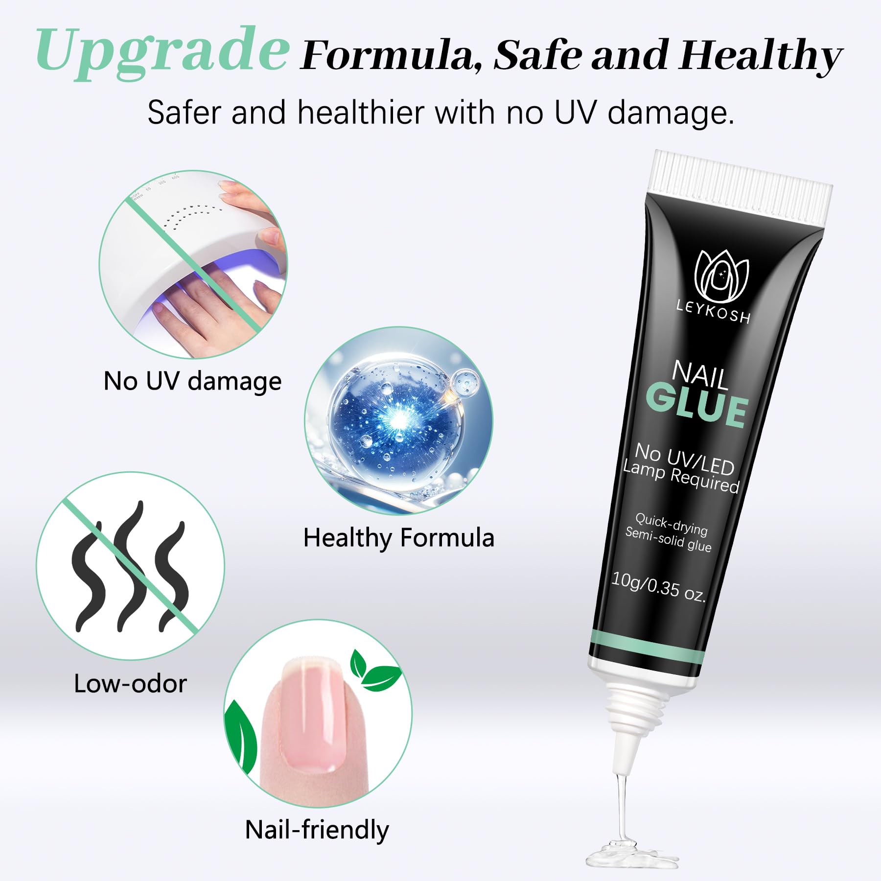 LEYKOSH nail glue low-odor formula safe for nails and skin