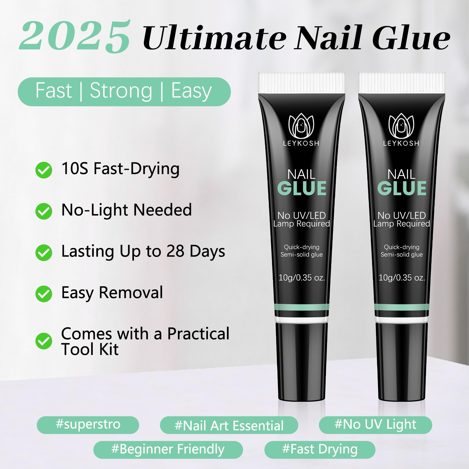 LEYKOSH nail glue precision 0.5mm tip for clean application