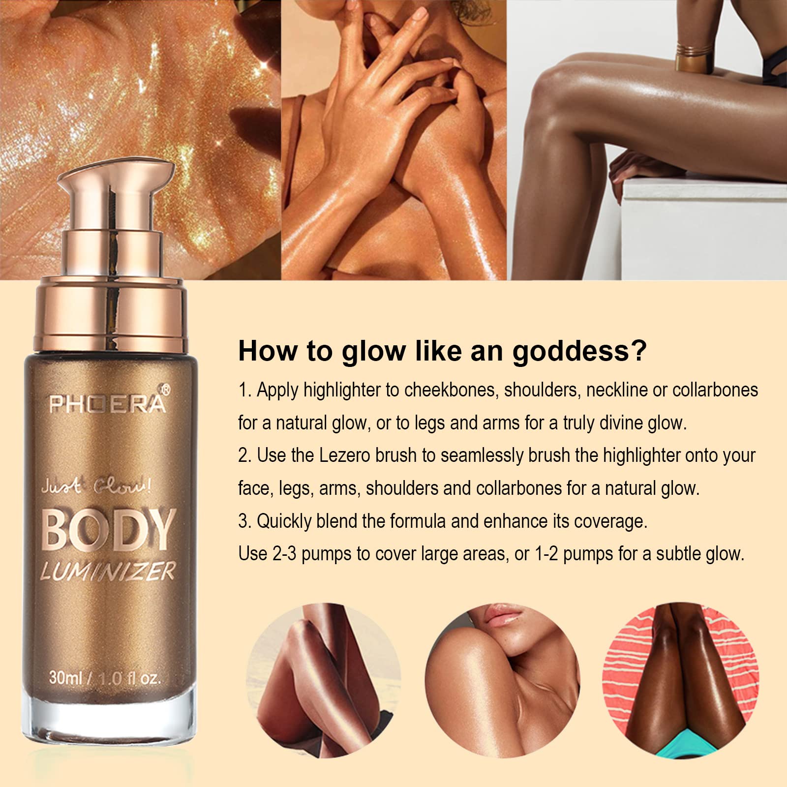 Lezero Body Shimmer Oil Sparkle Pink bottle delivers rosy luminance