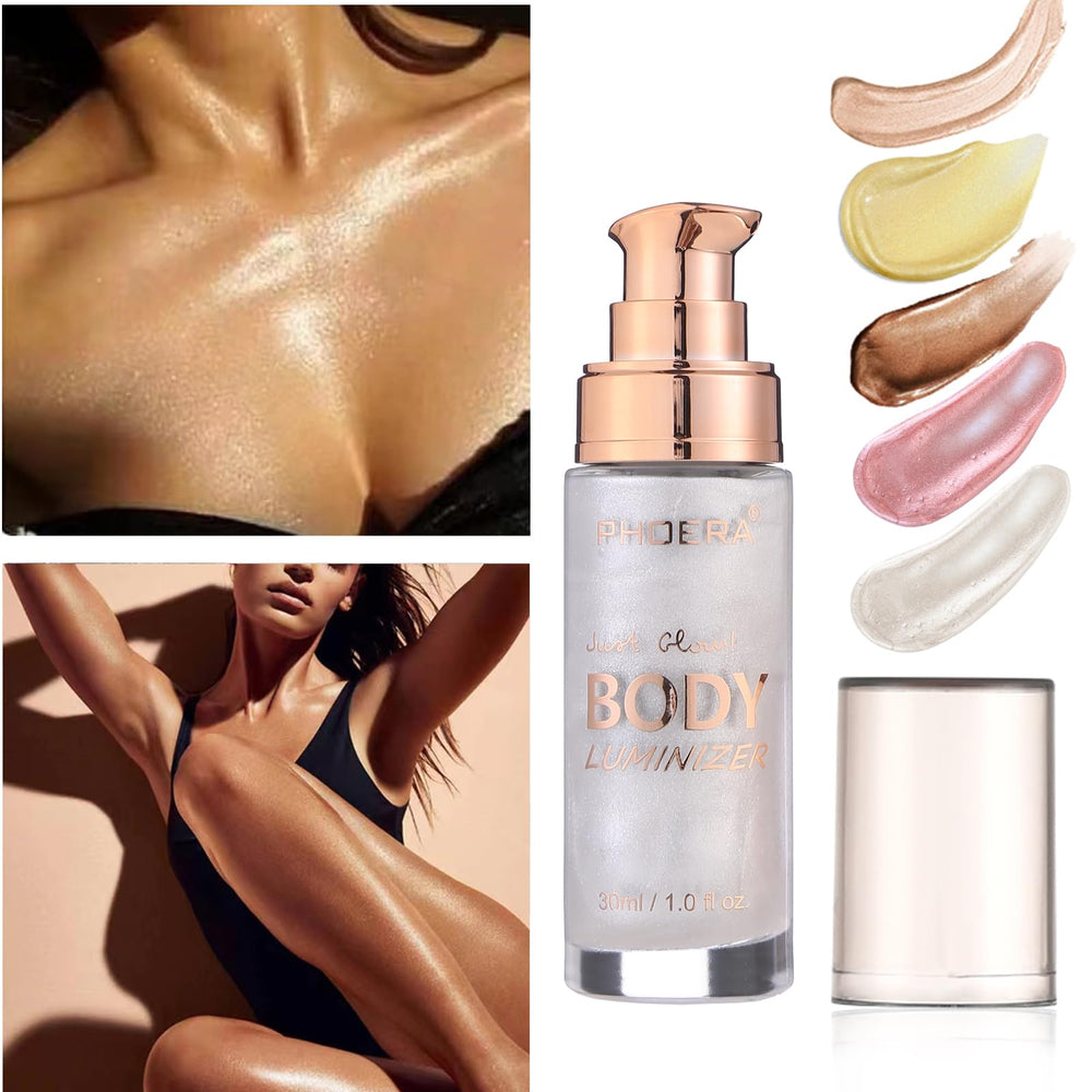 Close-up of Lezero Shimmer Oil on skin for dewy glow and moisture.