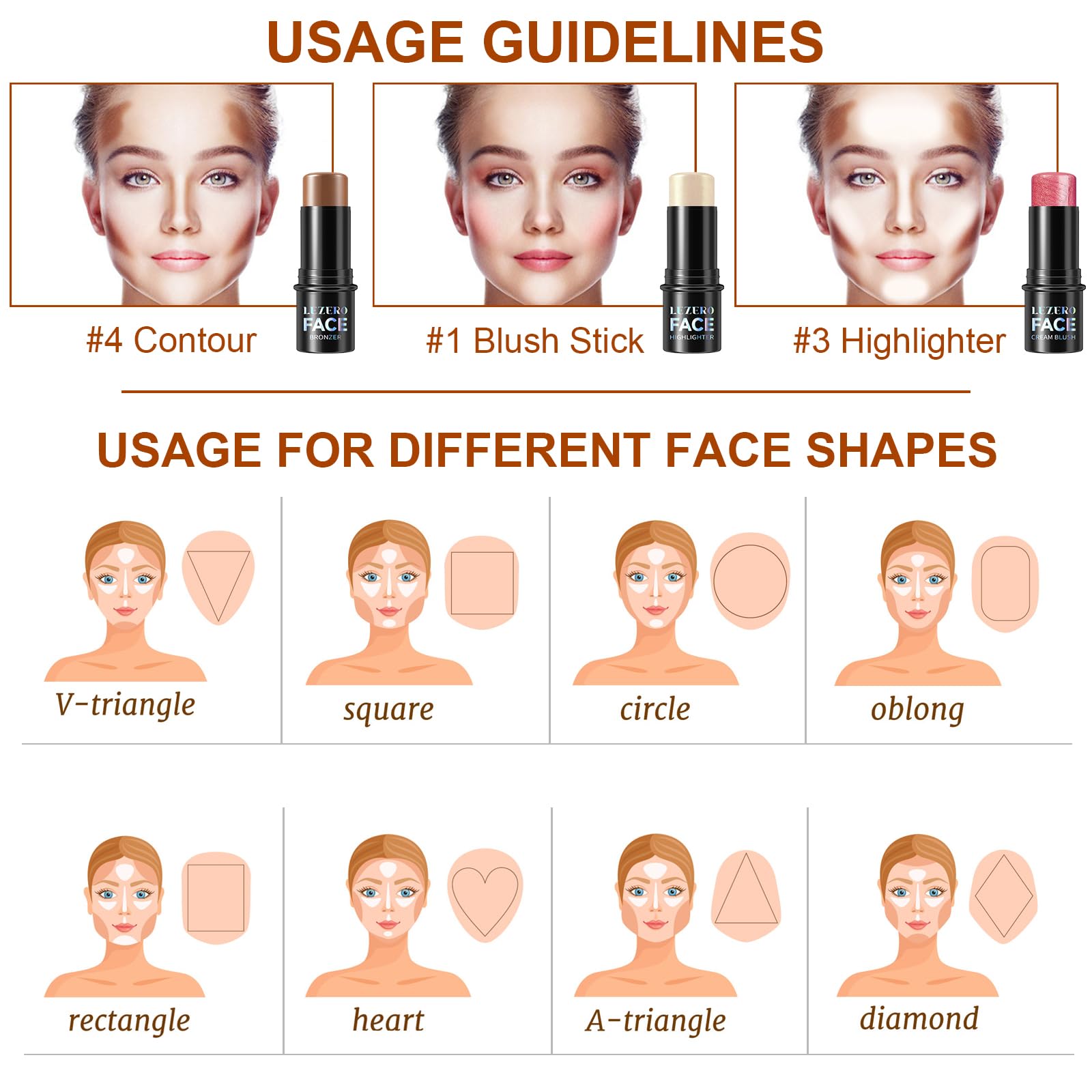 Lezero contour stick helps brighten the forehead subtly.