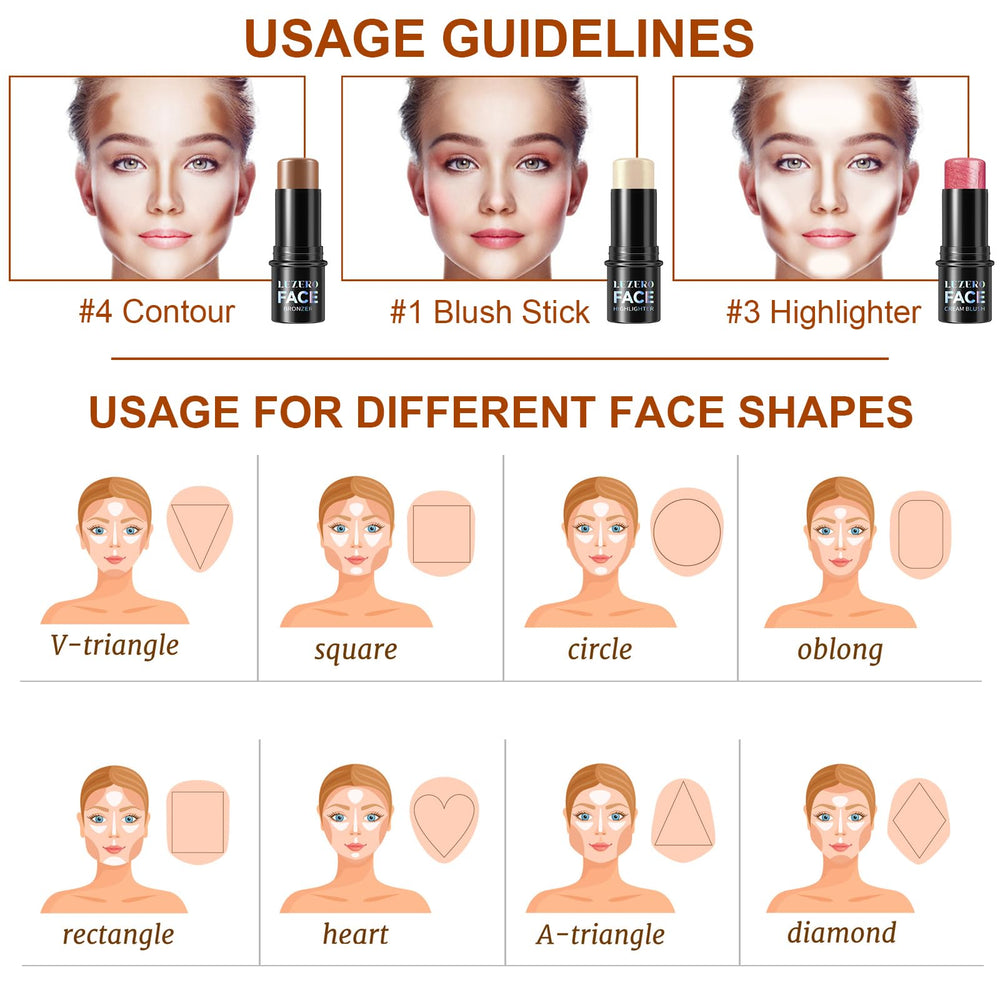Lezero contour stick helps brighten the forehead subtly.