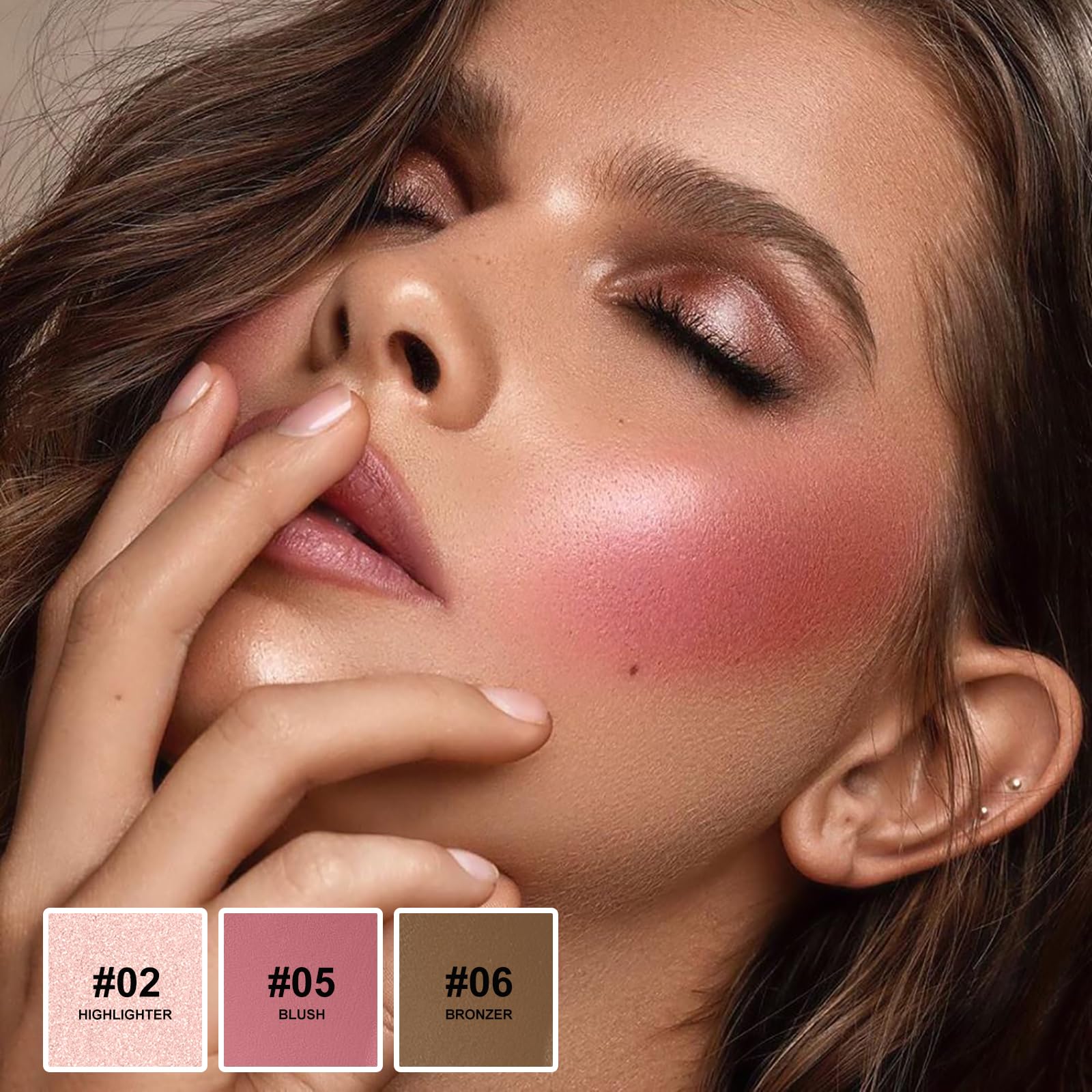 Lezero contour kit blush stick provides a fresh cheek color.