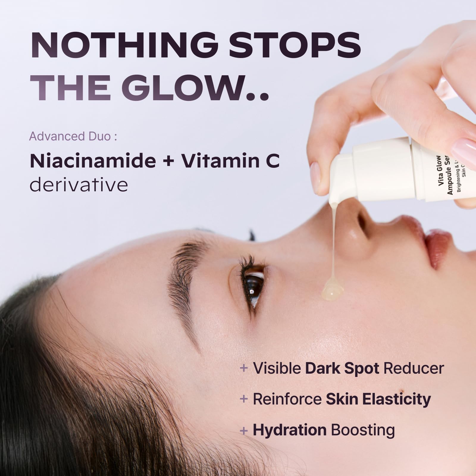 LG Pra.L Glasslike Vita Glow Serum dropper for precise, everyday brightening use.