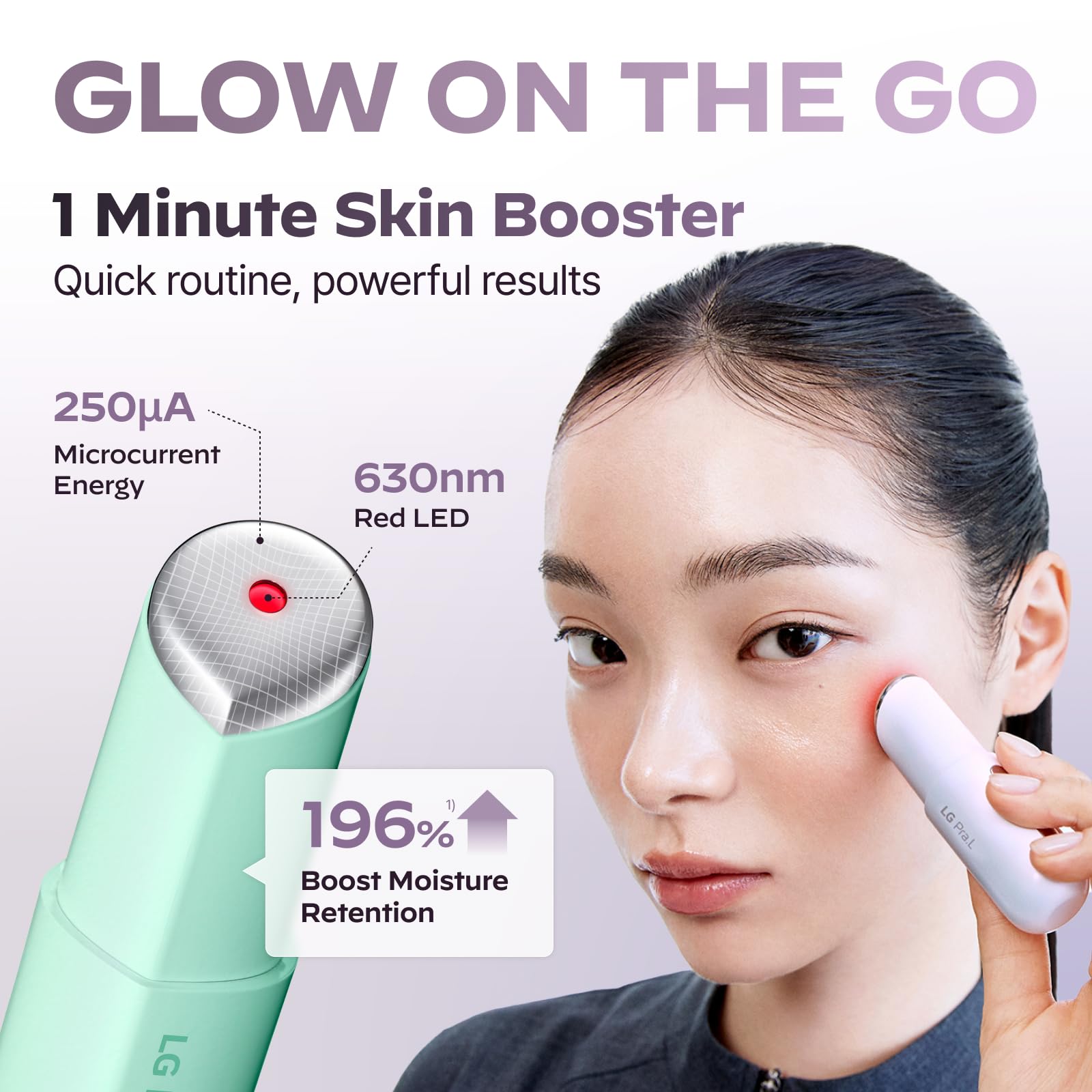 LG Pra.L red LED 630nm therapy light for firming and radiant skin