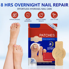 LHBMET hydrogel patches on nail, visible treatment in action
