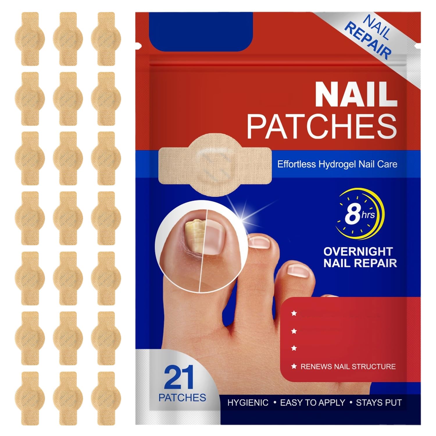 LHBMET toenail repair patches packaging, easy at home treatment option
