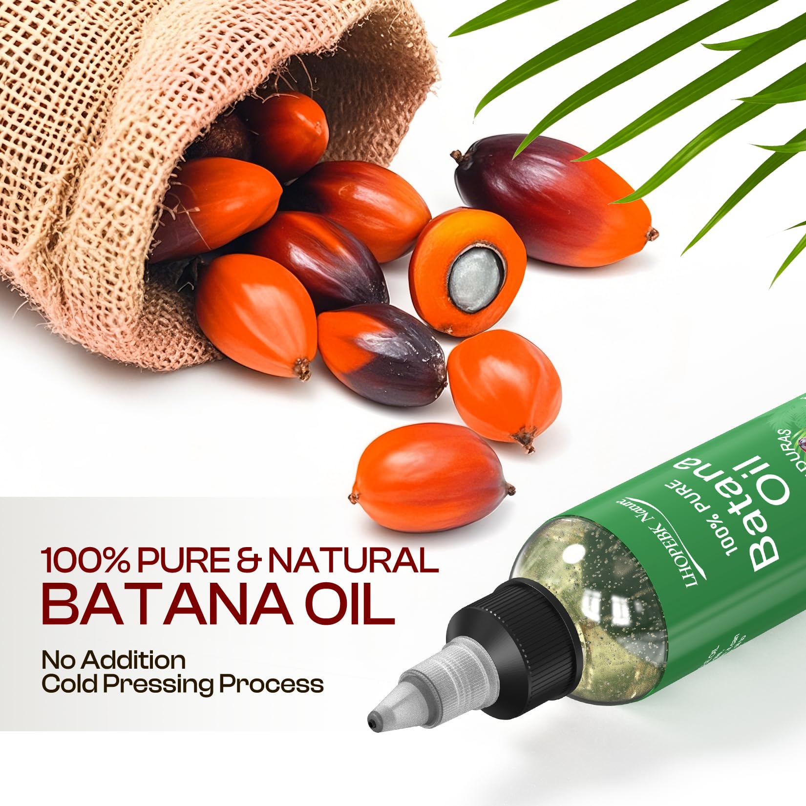 LHOPEBK Nature Batana Oil dropper prepped for easy daily use.