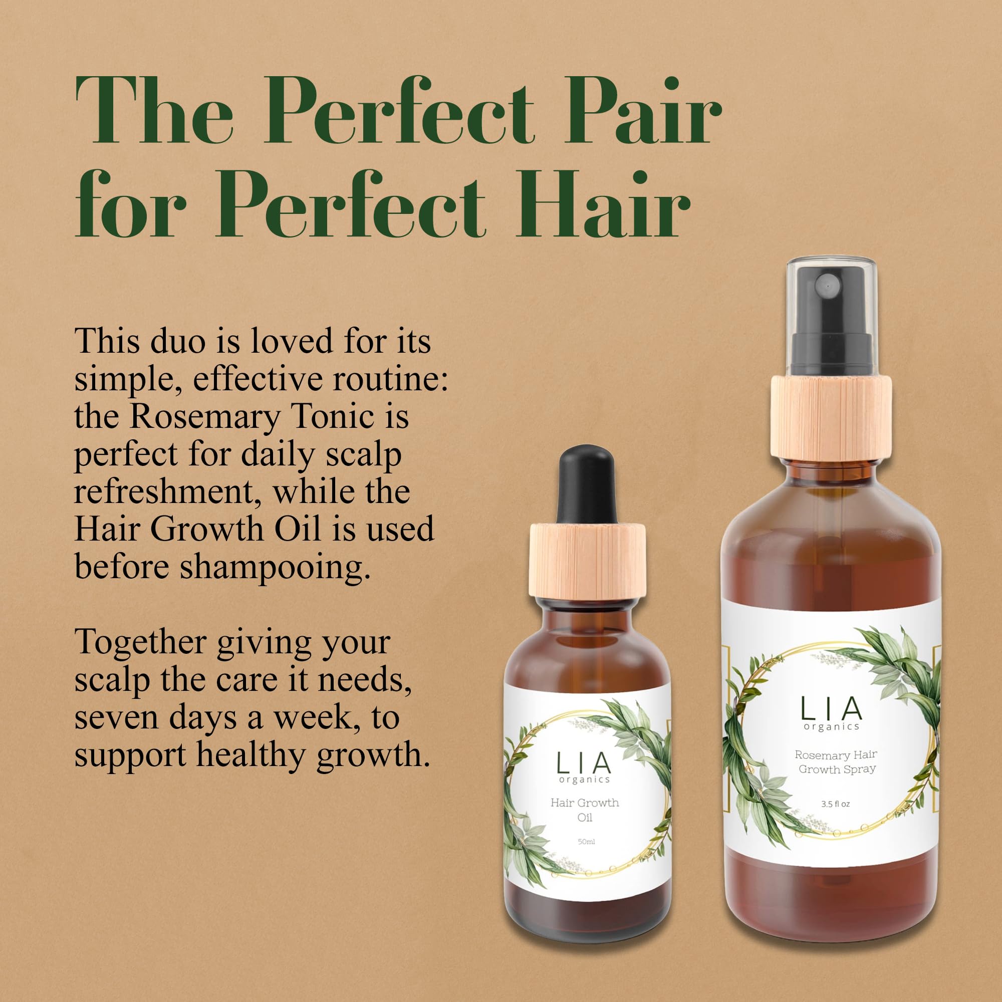 Lia Organics rosemary spray on hair after wash for lightweight effect