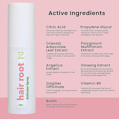 Liaison Hair Root Activator Spray packaging close-up, science-backed formula for healthy-looking hair.