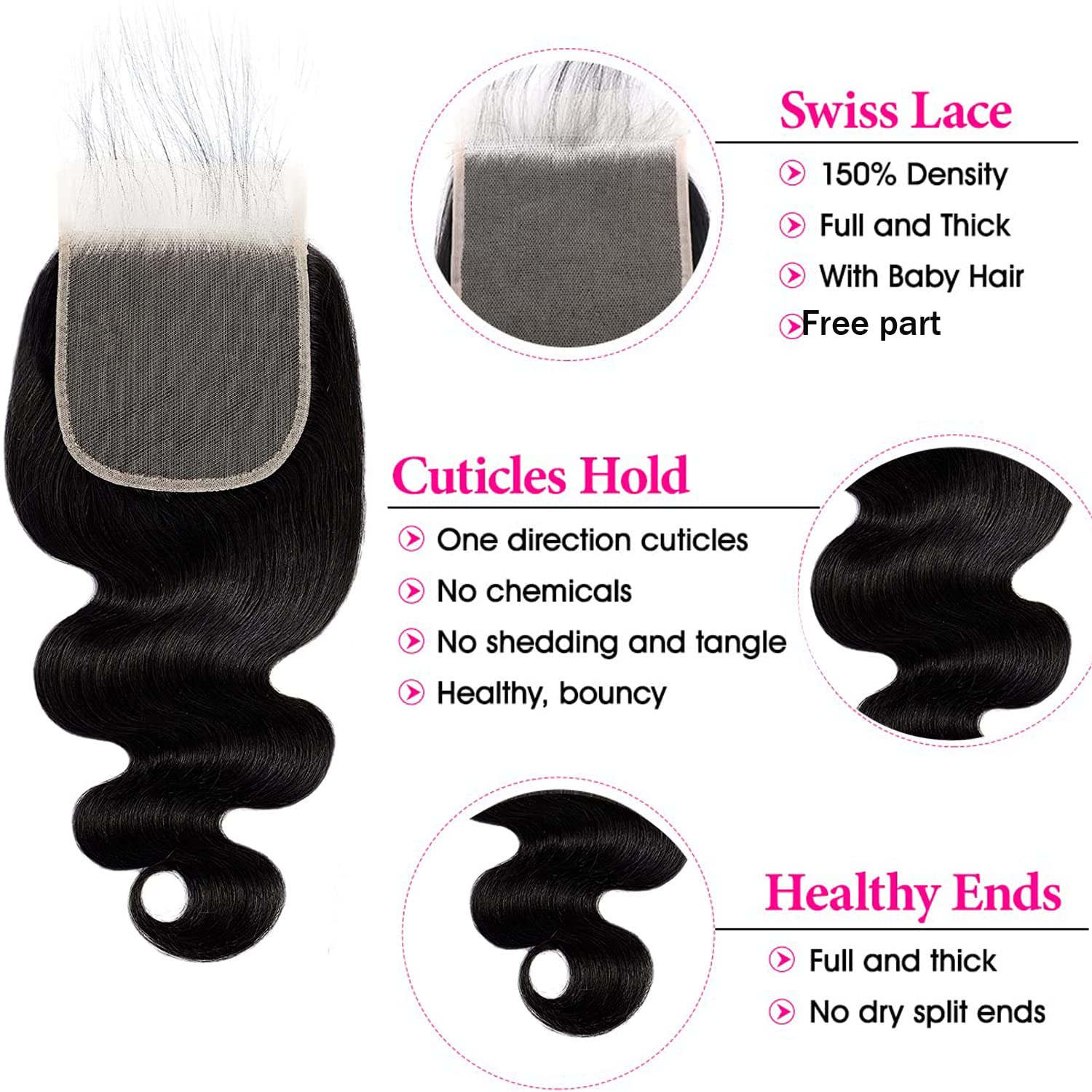 Liangya Hair 150% density for fuller body wave closure