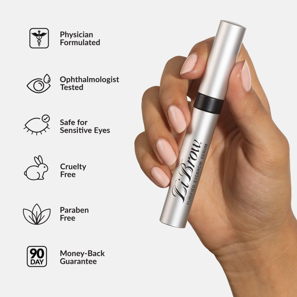 LiBrow serum XL application on brow arch supports natural volume and definition