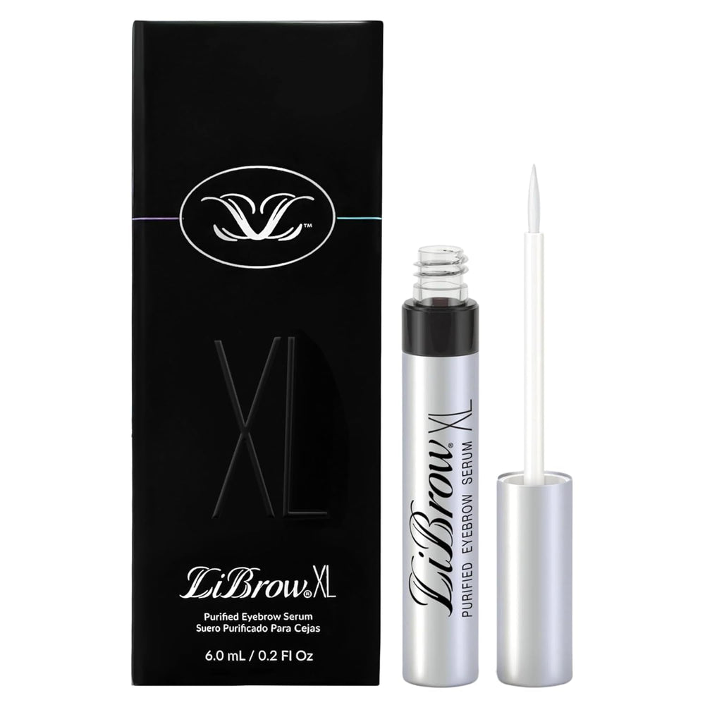LiBrow purified eyebrow serum XL bottle showing easy daily use for fuller brows