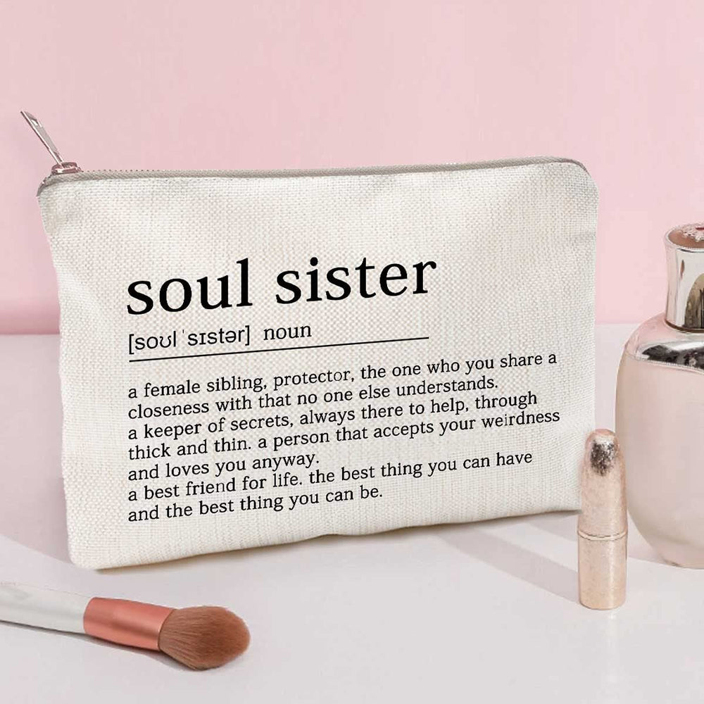 LICOBG Soul Sister makeup case zipper close-up with gold-tone hardware.