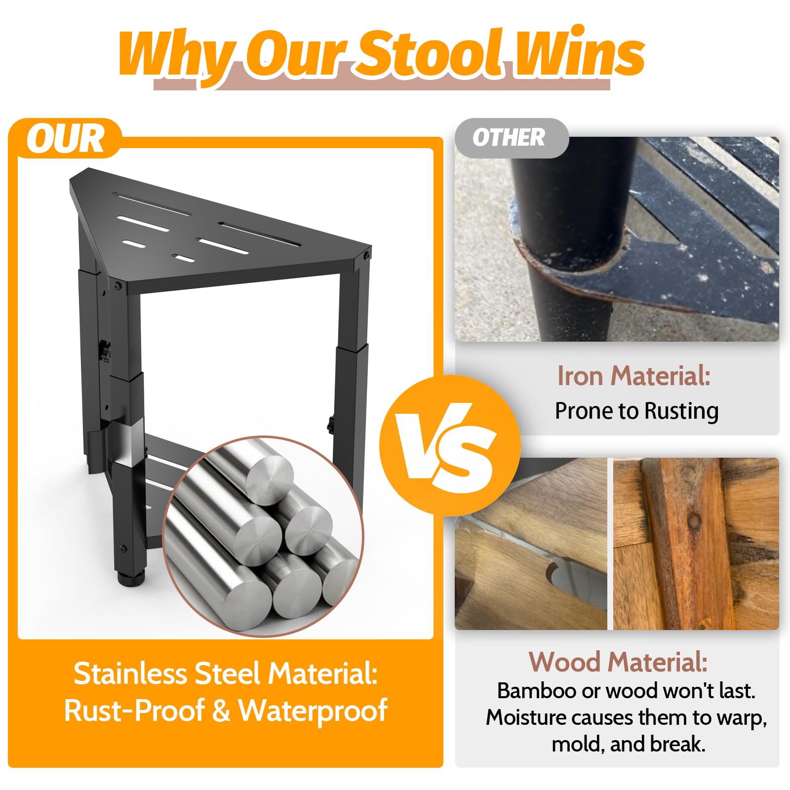 LIDTOP multi purpose shower stool used as side table in a compact space