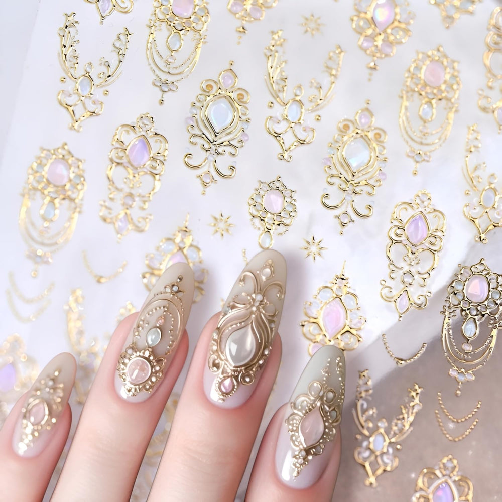 LIDUNANWU gemstone gold hollow decal suitable for acrylic nails