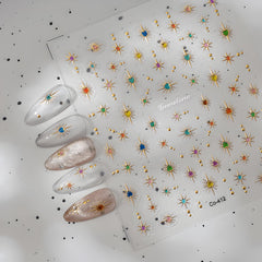 LIDUNANWU star nail stickers gold add radiant accents to natural or gel nails.