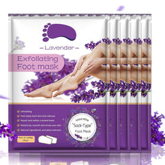 Liefiet Foot Peeling Mask 5 Pack worn for lavender foot care and gentle exfoliation.