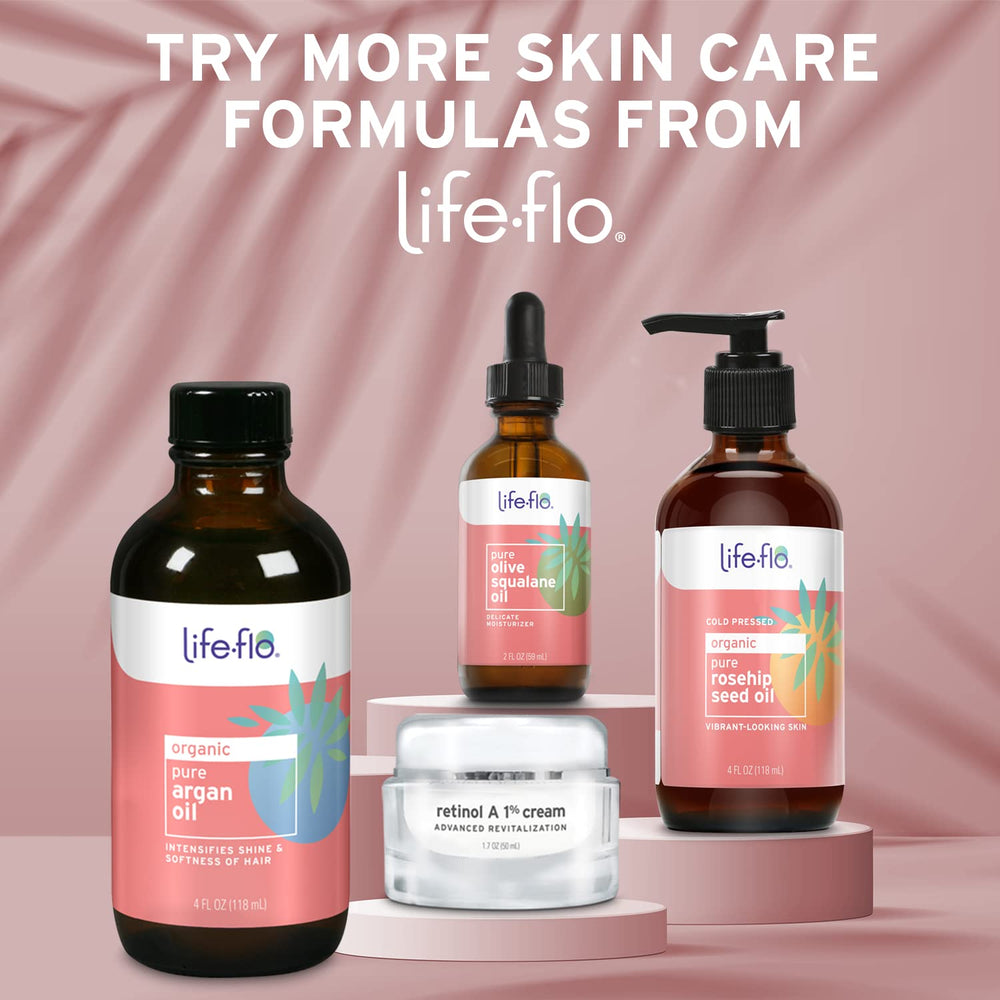 LIFE-FLO Aloe Vera application scene suggesting a simple routine for redness and dryness