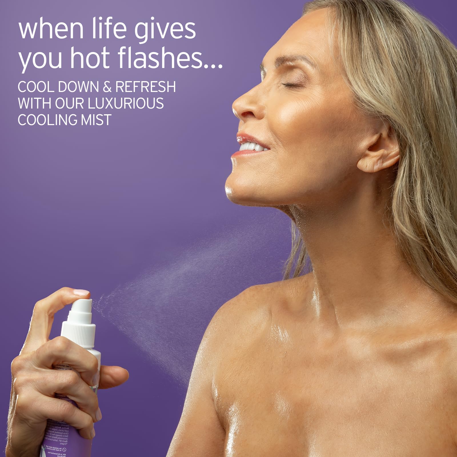 LIFE-FLO Cooling Mist sage-mint scent calms senses after activity.