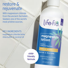LIFE-FLO Magnesium Lotion massage application demonstrates easy spread for muscle comfort.