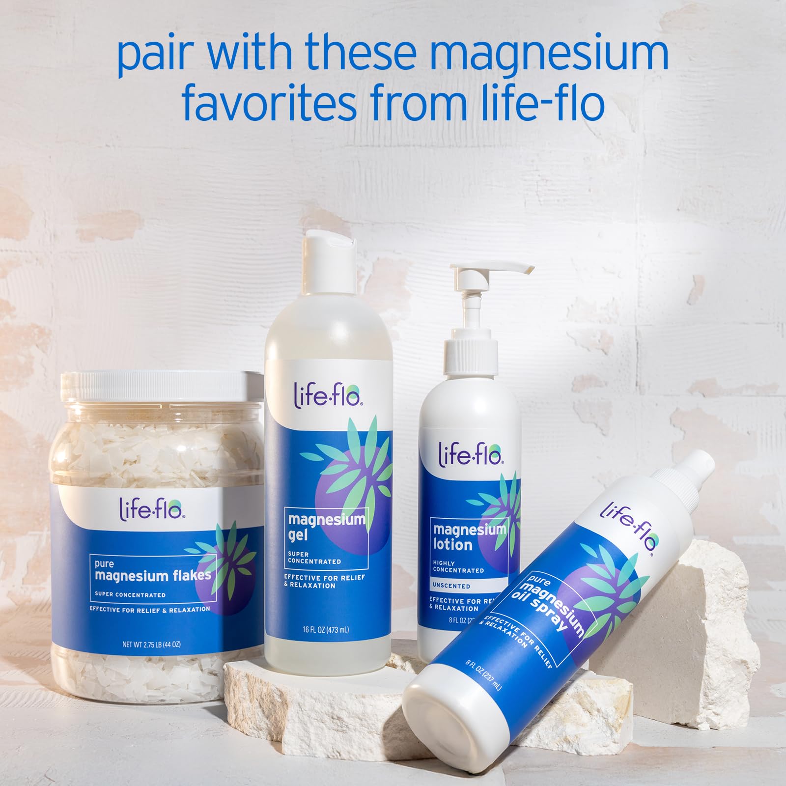 Life-Flo Magnesium Lotion packaging back label showing dermatological and hypoallergenic notes