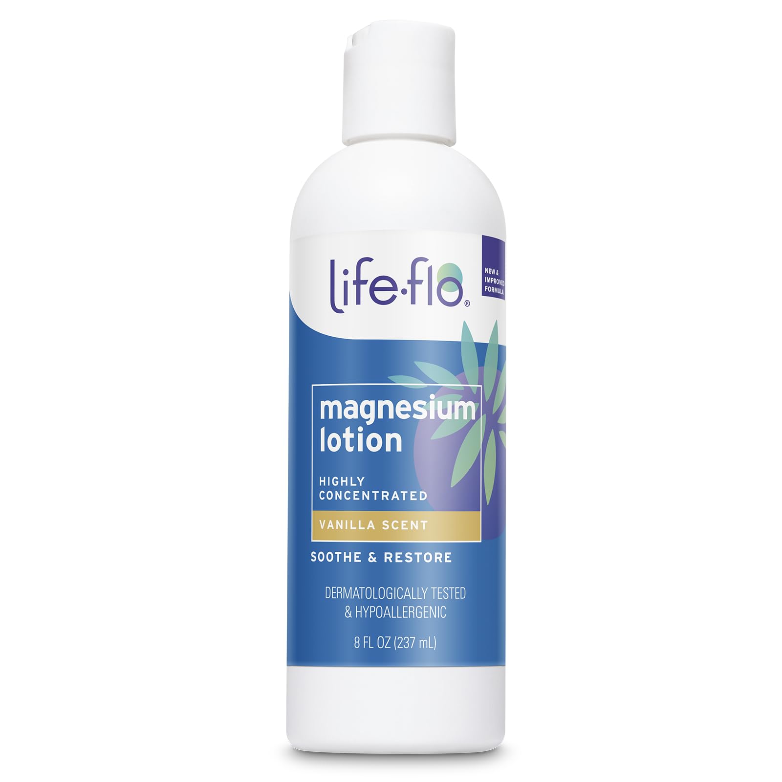 LIFE-FLO Magnesium Lotion vanilla bottle for daily skin comfort.