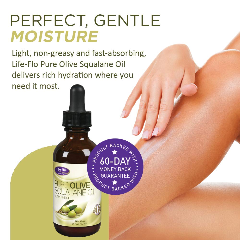 Life-Flo Olive Squalane Oil pour demonstrating easy, controlled application.