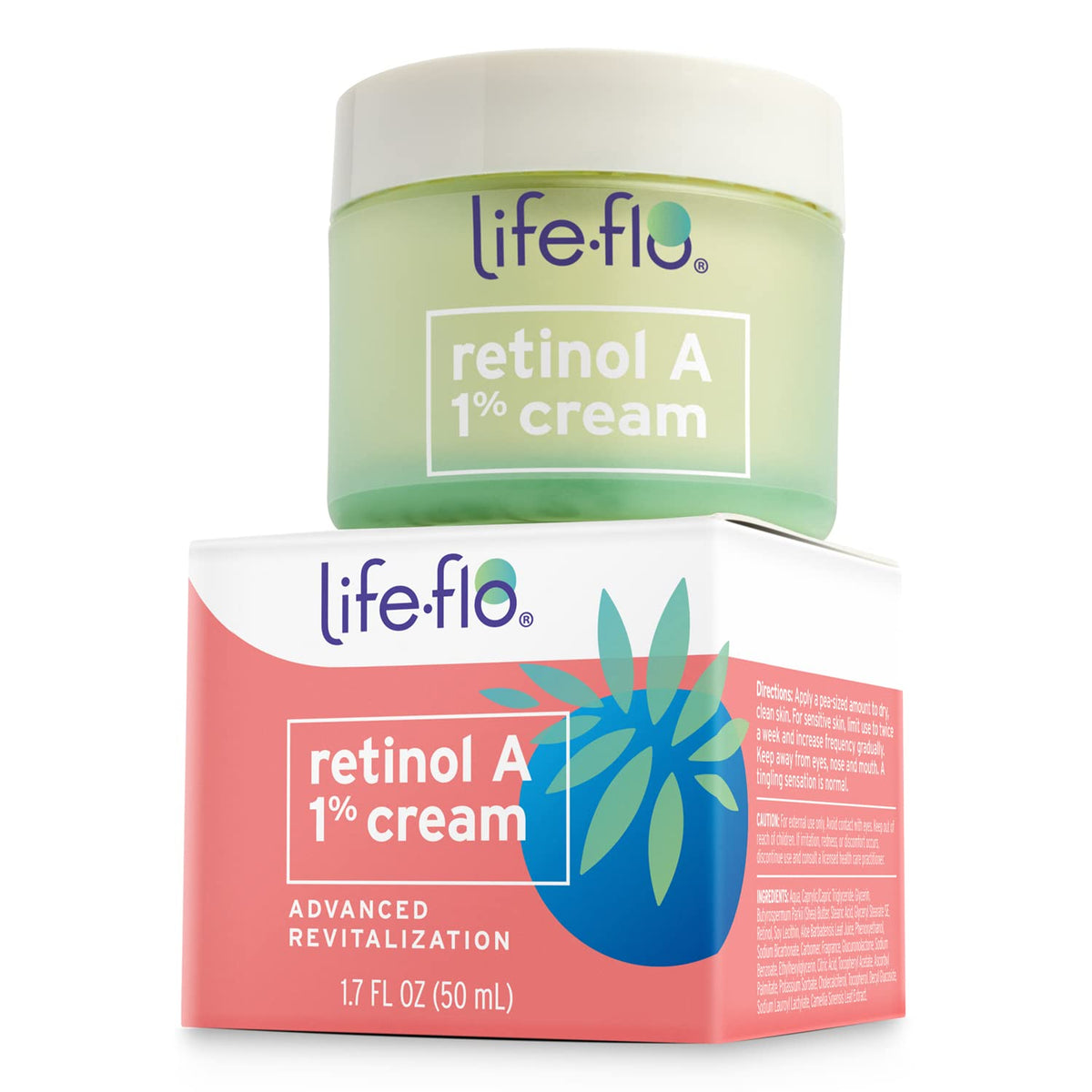 LIFE-FLO Retinol Face Cream bottle with 1% retinol for refined skin texture