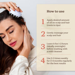 Life & Pursuits Amla Brahmi Oil scalp massage scene suggesting soothing routine