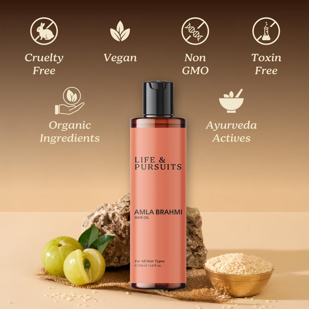 Life & Pursuits Amla Brahmi Oil shiny hair after use indicating conditioning finish