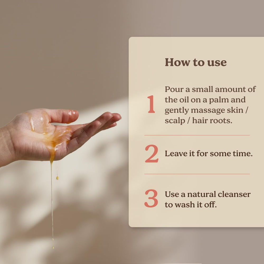 Life & Pursuits sesame oil hair scalp application for nourishing roots.