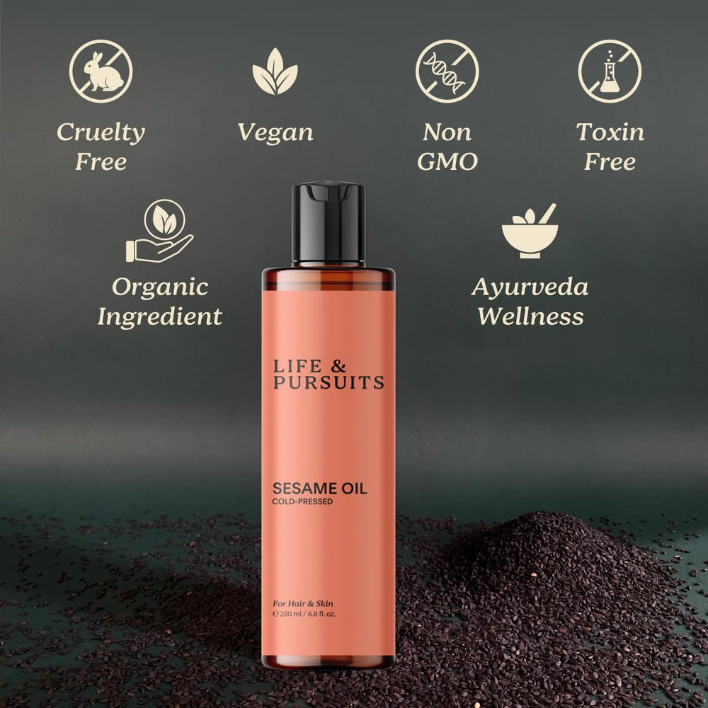 Life & Pursuits sesame oil skin moisture use for radiant complexion.