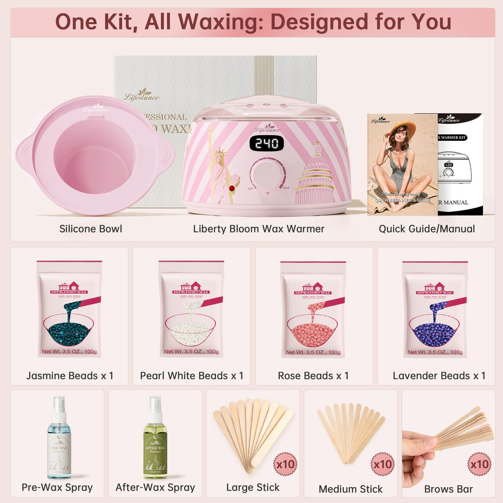 Lifestance 14.1 oz hard wax beads in rose formula for comfortable at-home waxing.