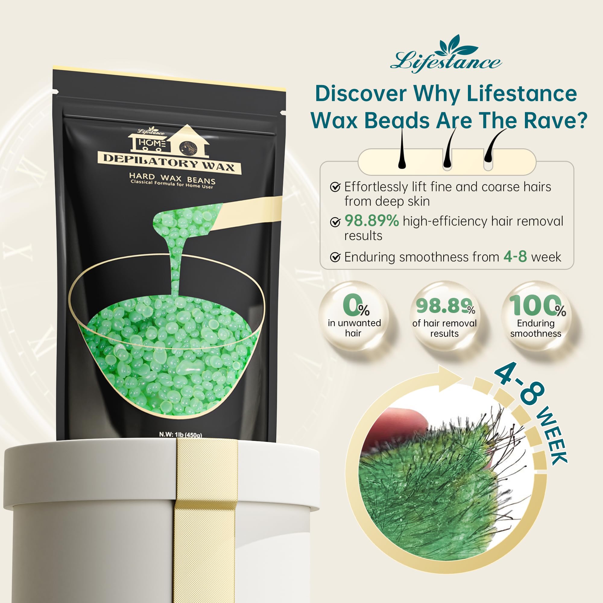 Melt-ready Lifestance Aloe Vera Wax Beads demonstrating low-temperature application